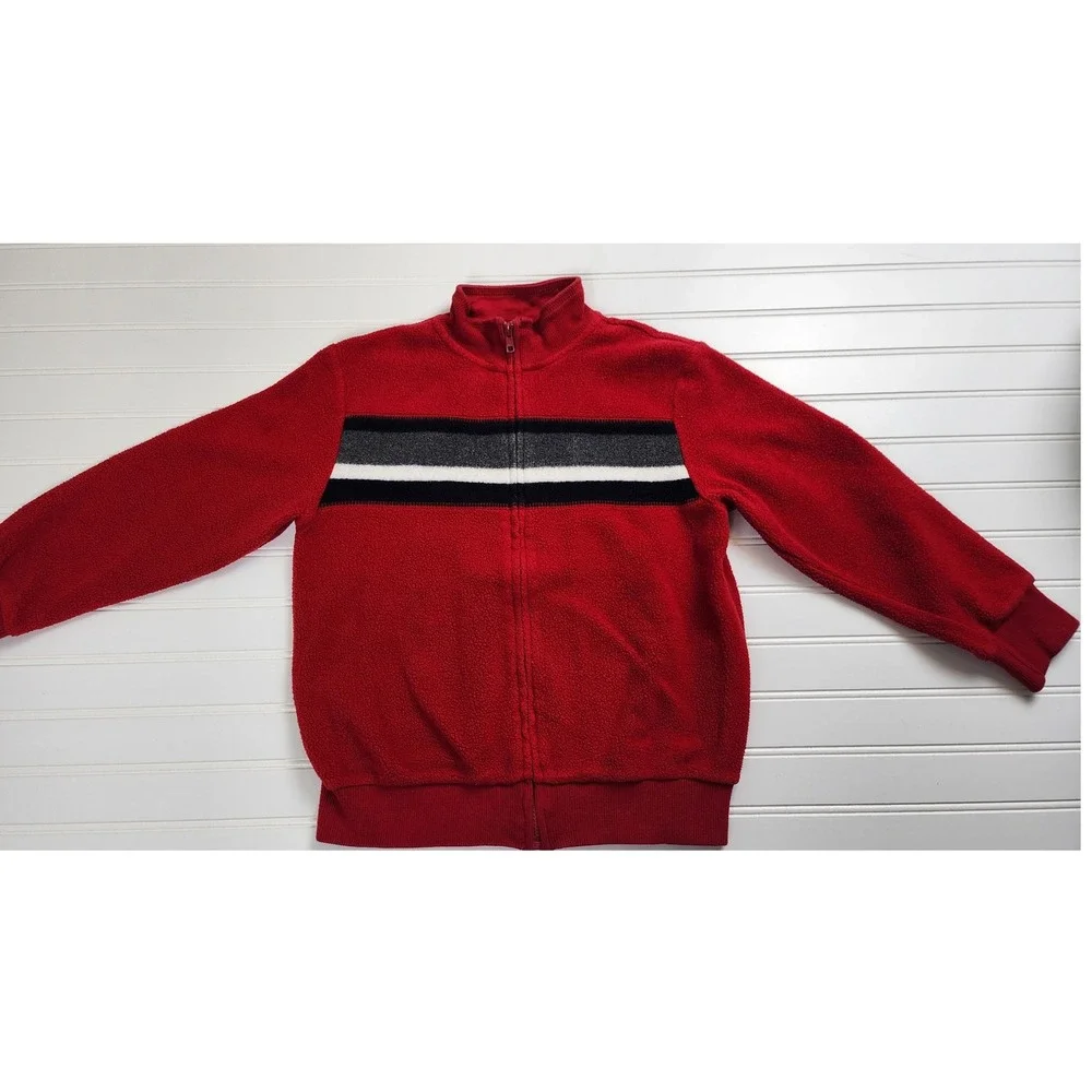 Gymboree Kids Boys Red Zip‎ Up Jacket Track Top Size Medium  7/8 Striped